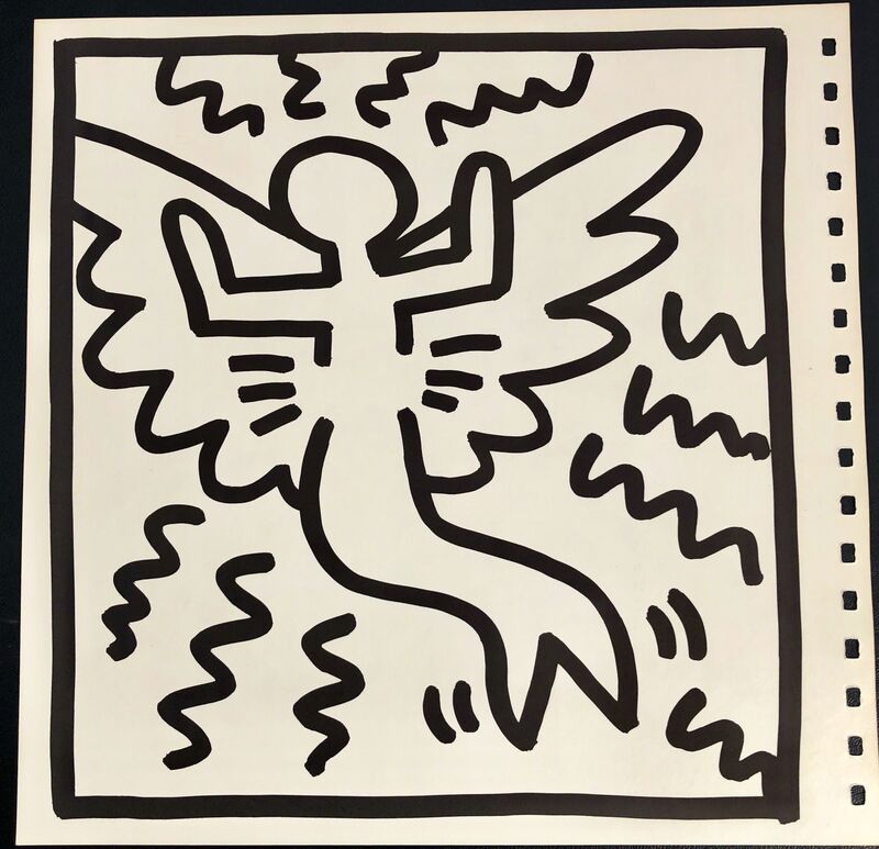 Keith Haring, ‘Keith Haring (untitled) man dog lithograph 1982’, 1982, Ephemera or Merchandise, Offset lithograph, Lot 180 Gallery