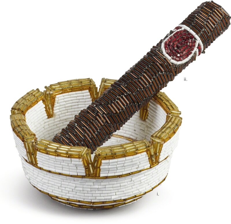 Liza Lou, ‘Cigar and Ashtray’, 1998, Sculpture, Papier-mâché, wood, plastic and glass beads, in 2 parts, Sotheby's