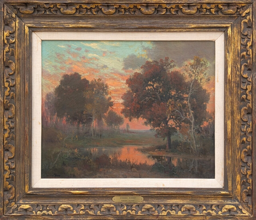 "Evening Sunset" Early Texas Impressionist Country Landscape Painting