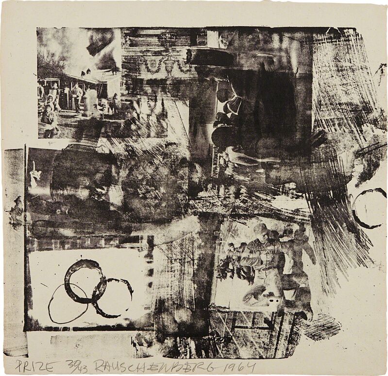 Robert Rauschenberg, ‘Prize, from XXXIV Drawings for Dante’s Inferno’, 1964, Print, Lithograph in black, on Angoumois à la main paper, the full sheet, Phillips