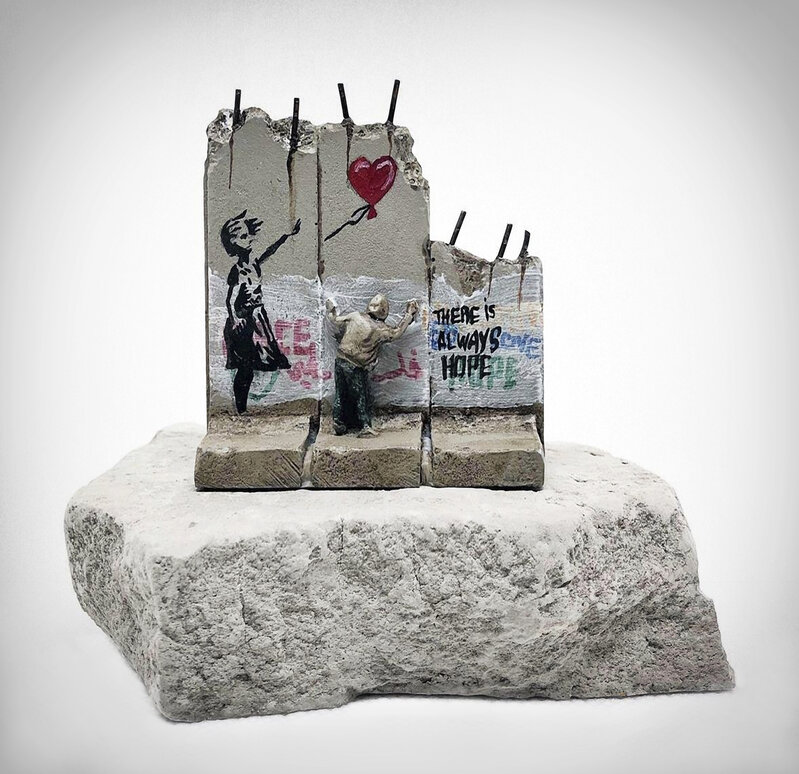 Banksy, ‘Walled Off Hotel - Three Part Souvenir Wall Section (Girl With Balloon)’, Sculpture, Hand painted resin sculpture with West Bank Separation Wall base, Tate Ward Auctions