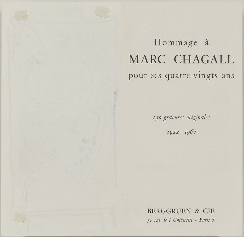 Marc Chagall, ‘Hommage à Marc Chagall pour Vava’, Drawing, Collage or other Work on Paper, Pastel and India ink on paper, Skinner