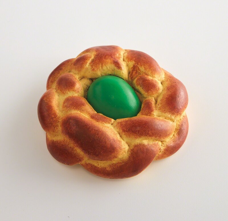 Jeff Koons, ‘Bread with Egg (green)’, 1995, Sculpture, Hydrocal multiple hand-painted with tempera, Phillips