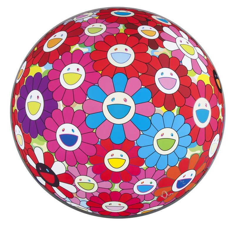 Takashi Murakami, ‘Flowerball (3D) - Blue, Red’, 2013, Print, Offset lithograph on paper, Julien's Auctions