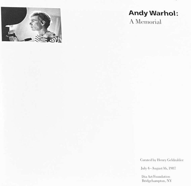 Andy Warhol, ‘Andy Warhol Memorial Catalog New York, 1987’, 1987, Ephemera or Merchandise, Exhibit catalog, Lot 180 Gallery