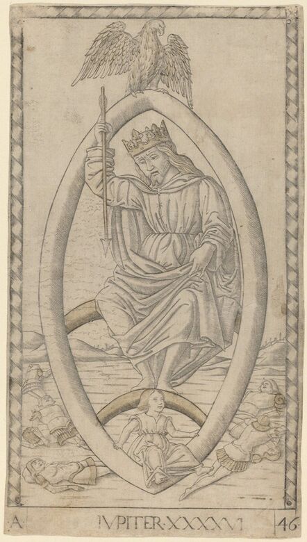 Master of the E-Series Tarocchi, ‘Iupiter (Jupiter)’, ca. 1465