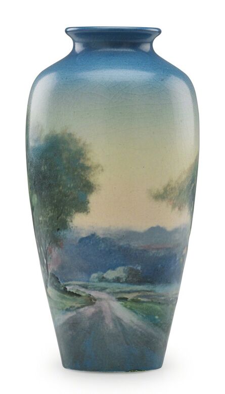 Fred Rothenbusch, ‘Small Scenic Vellum vase with road and forest, Cincinnati, OH’, 1922