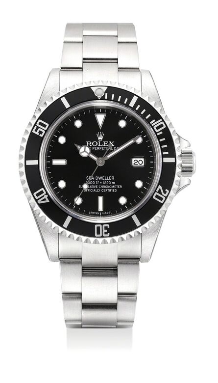 Rolex, ‘A fine and very well-preserved stainless steel diver's wristwatch with center seconds, date, gas escape valve, bracelet, guarantee and box’, 2008