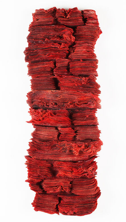 Cheryl Wilson Smith, ‘Intensity - Textured Red Copper Glass Sculpted Wall Relief’, 2018