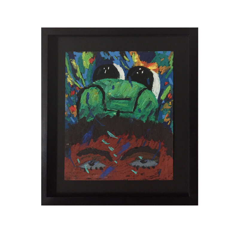 Joshua Nathanson, ‘Frog Head’, 2019, Drawing, Collage or other Work on Paper, Oil pastel and chalk on archival paper, Rema Hort Mann Foundation Benefit Auction