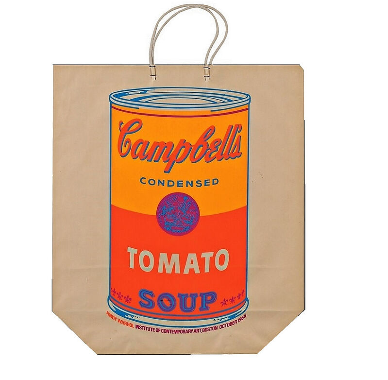 Andy Warhol, ‘"Campbell's Soup Bag",  1966, Exhibition at Institute of Contemporary Art Boston.’, 1966, Ephemera or Merchandise, Screen Print on Paper, VINCE fine arts/ephemera