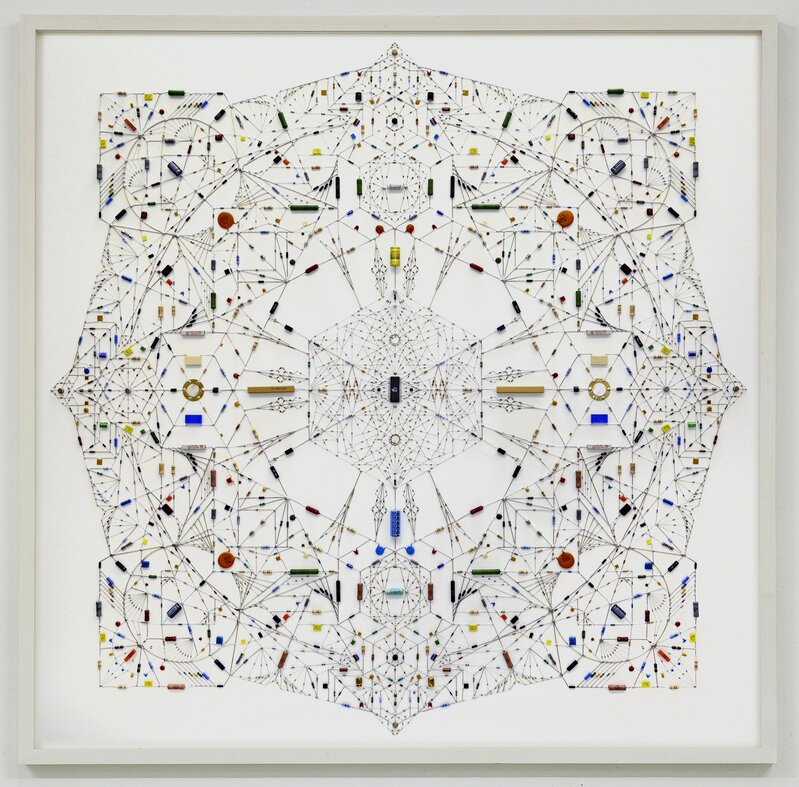Leonardo Ulian, ‘Technological mandala 30_inner chamber’, 2015, Mixed Media, Electric components, copper wire, wood frame, plexiglass, The Flat - Massimo Carasi