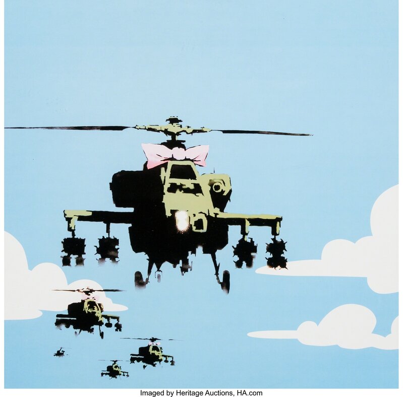 Banksy, ‘Dirty Funker Flat Beat-Happy Choppers (Blue and Yellow)’, 2009, Print, Offset lithographs on record sleeves with vinyl records, Heritage Auctions