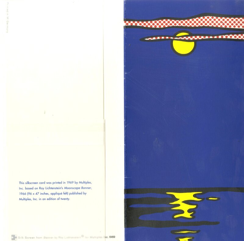 Roy Lichtenstein, ‘Moonscape Silkscreen from Banner ’, 1969, Print, Silkscreen on fold out card. WIth additional (removable) sleeve with greeting and text from the Roy Lichtenstein Foundation, Alpha 137 Gallery