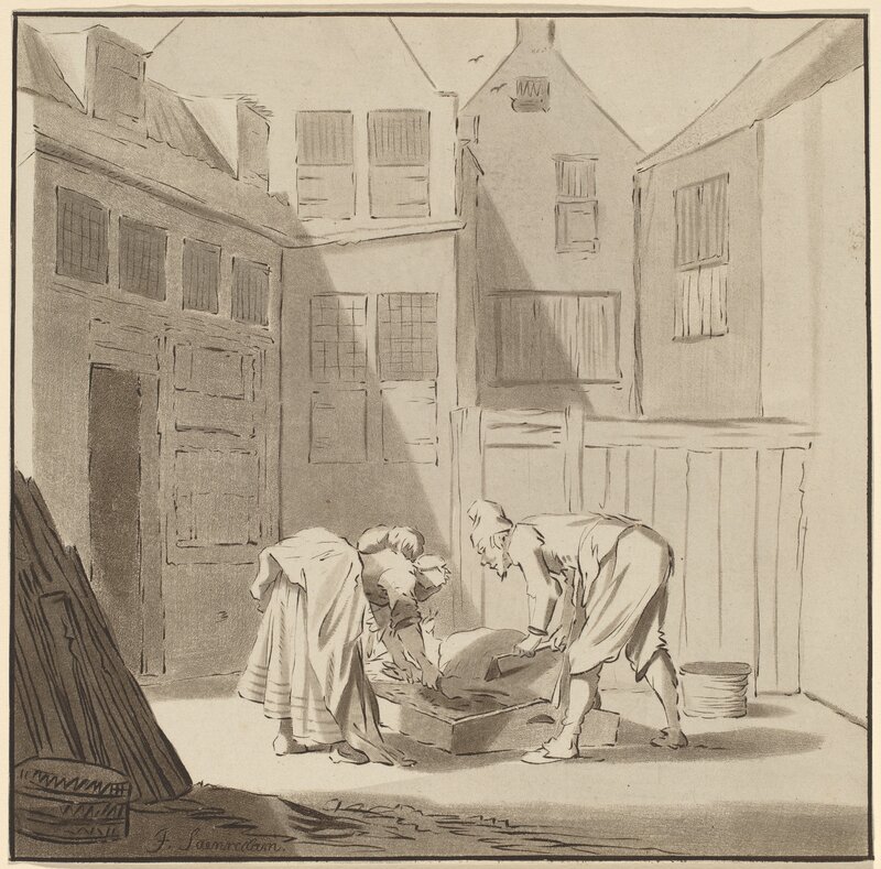 Cornelis Ploos van Amstel and Bernhard Schreuder after Jan Pietersz Saenredam, ‘Hog Slaughterers’, 1778, Print, Roulette and etching with burnishing, National Gallery of Art, Washington, D.C.