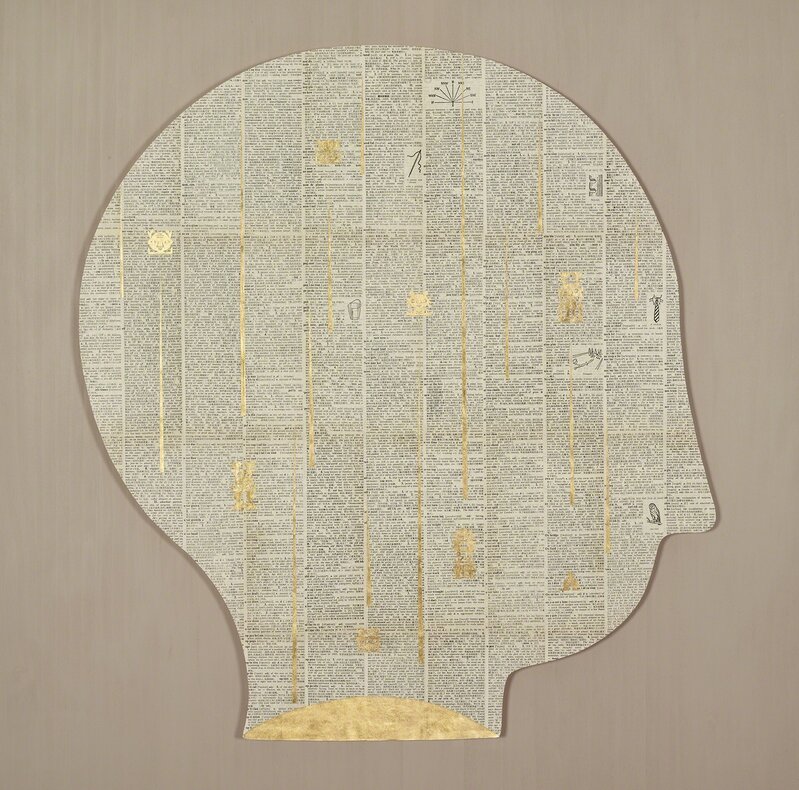 Jam WU, ‘Dictionary-Human 2’, 2018, Mixed Media, Acrylic,dictionary and gold leaf on wood-board, Liang Gallery