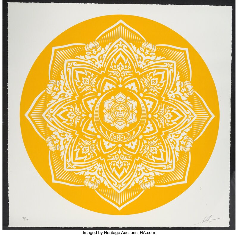 Shepard Fairey, ‘Yellow Mandala’, 2018, Print, Screenprint in colors on paper, Heritage Auctions