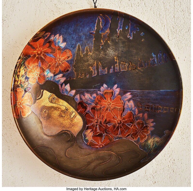 Unknown Artist, ‘Ophelia Charger’, 1900, Design/Decorative Art, Lustre glazed earthenware, Heritage Auctions