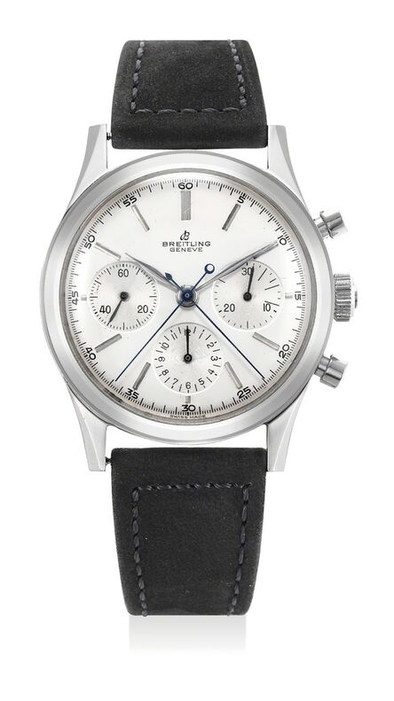 Breitling, ‘A fine and very rare stainless steel anti-magnetic split seconds chronograph wristwatch with silvered dial’, Circa 1950s