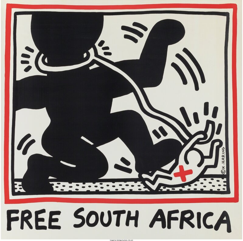 Keith Haring, ‘Free South Africa’, 1985, Print, Offset lithograph in colors, Heritage Auctions
