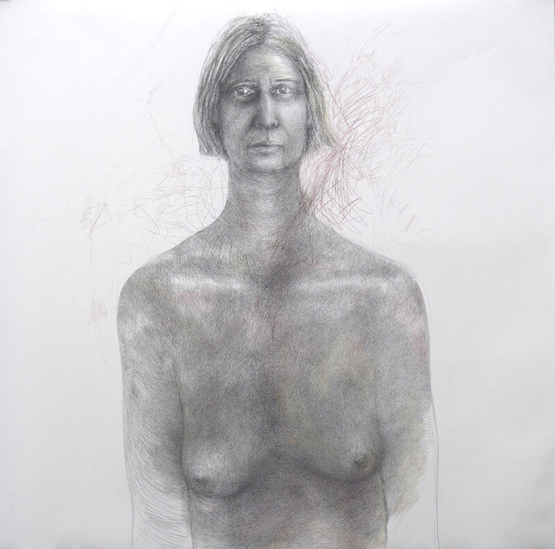 Diana Quinby, ‘Autoportrait / Self-portrait’, 2020, Drawing, Collage or other Work on Paper, Crayon graphite et crayon de couleur, Galerie Arnaud Lefebvre 