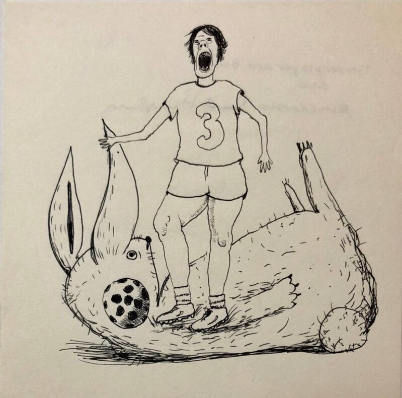 David Humphrey, ‘Soccer Player and Bunny’, 2000-2009, Drawing, Collage or other Work on Paper, Paper, Ink, Lions Gallery