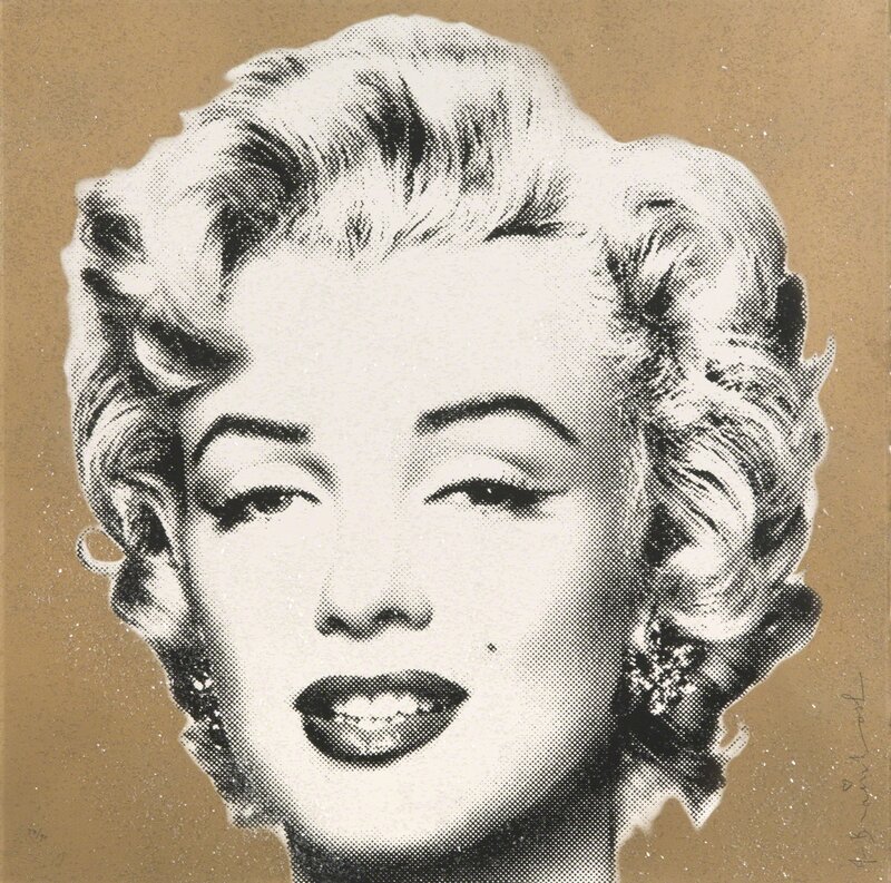 Mr. Brainwash, ‘"Diamond Girl" (Marilyn Monroe Gold)’, 2016, Print, Screenprint with "diamond dust" and spray paint, Julien's Auctions