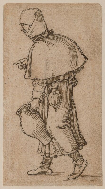 Sebald Beham, ‘A Peasant Woman Carrying a Jug’, 1520