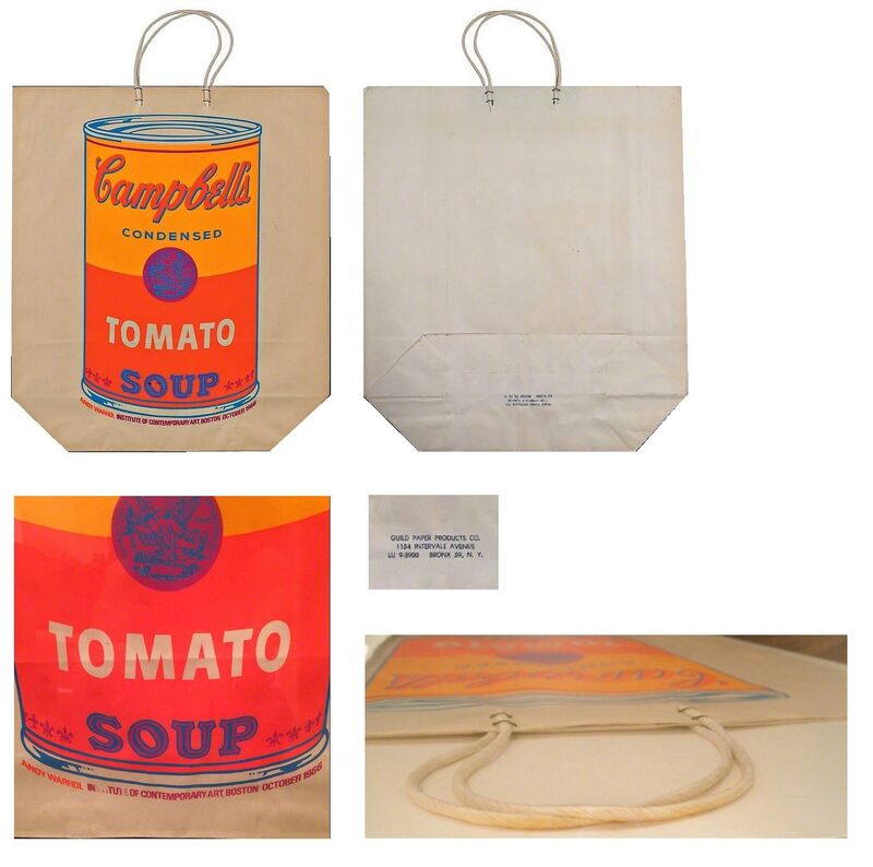 Andy Warhol, ‘"Campbell's Soup Bag",  1966, Exhibition at Institute of Contemporary Art Boston.’, 1966, Ephemera or Merchandise, Screen Print on Paper, VINCE fine arts/ephemera
