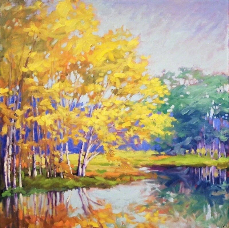 Margaret Gerding, ‘River Birches’, 2018, Painting, Oil on canvas, Galerie Sono