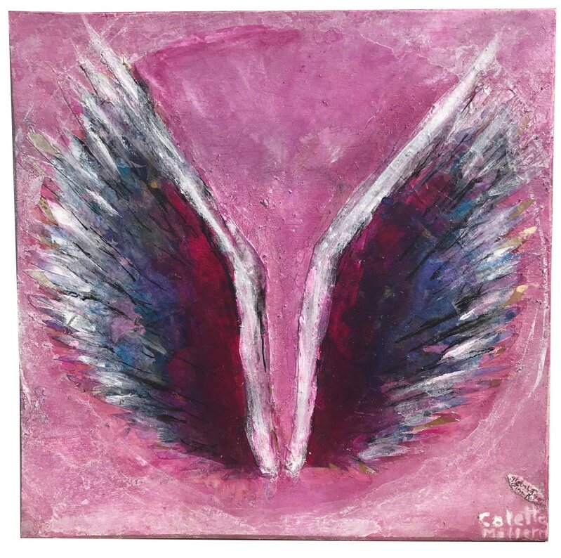 Colette Miller, ‘Wings on Pink’, 2017, Painting, Acrylic on board, Art for ACLU Benefit Auction