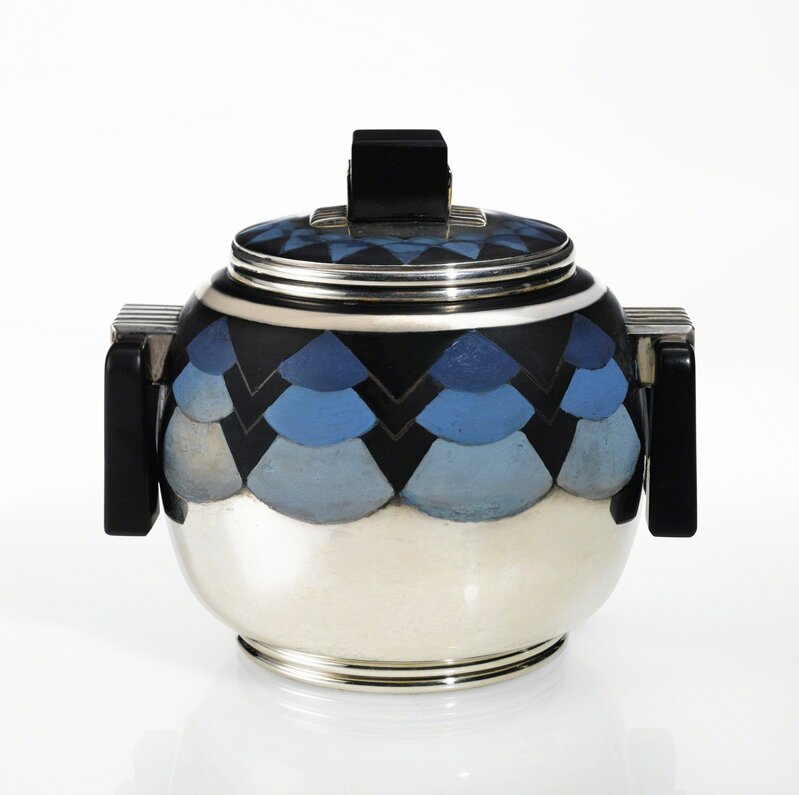 Henri Lapparra, ‘“Mikado” Covered Sugar Bowl’, circa 1930, Design/Decorative Art, Silver, ebony, enamel, Sotheby's: Important Design 