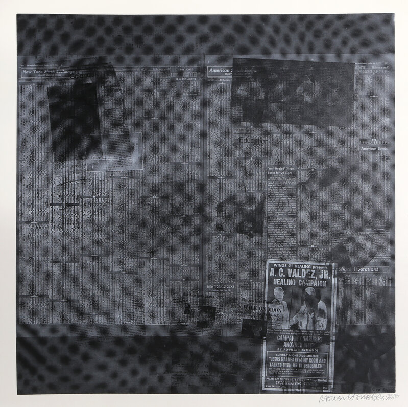 Robert Rauschenberg, ‘Surface Series from Currents, #51’, 1970, Print, Hand-Printed Silkscreen on Aqua B 844 Paper, RoGallery Gallery Auction