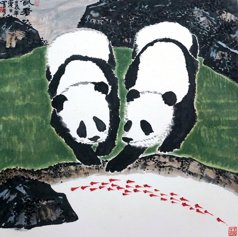 Lo Ch'ing 罗青, ‘The Panda Series: Let Me Try’, 2012, Painting, Ink and colour on paper, Michael Goedhuis