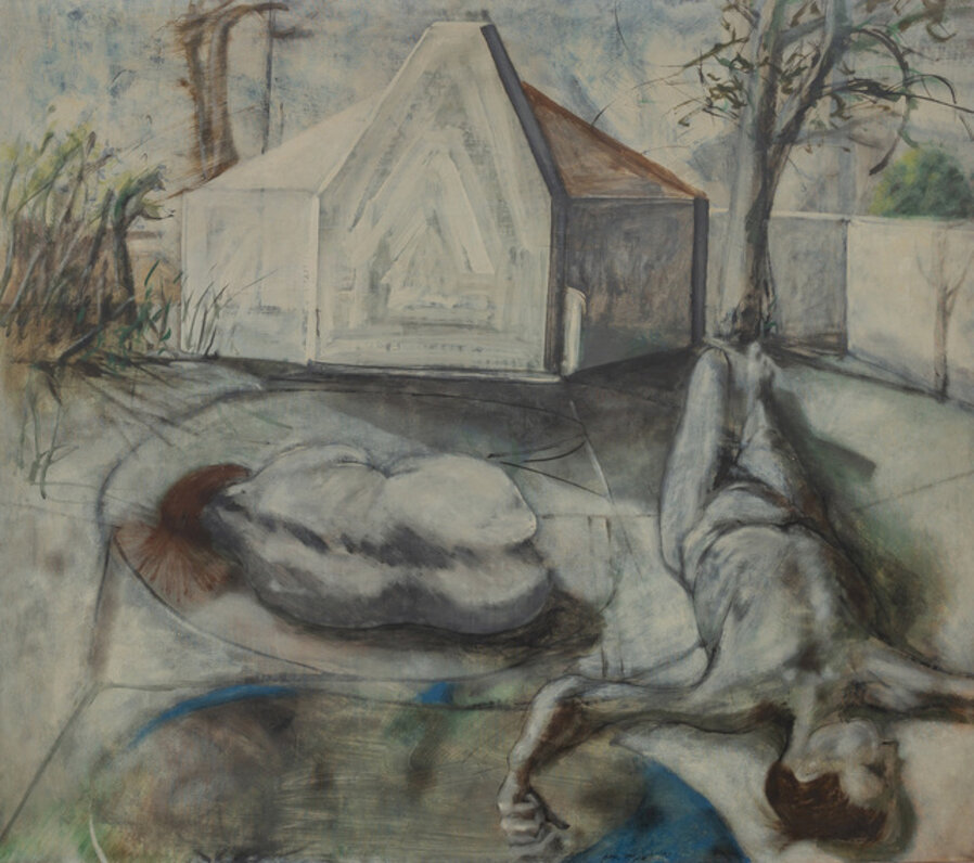 Two figures in landscape