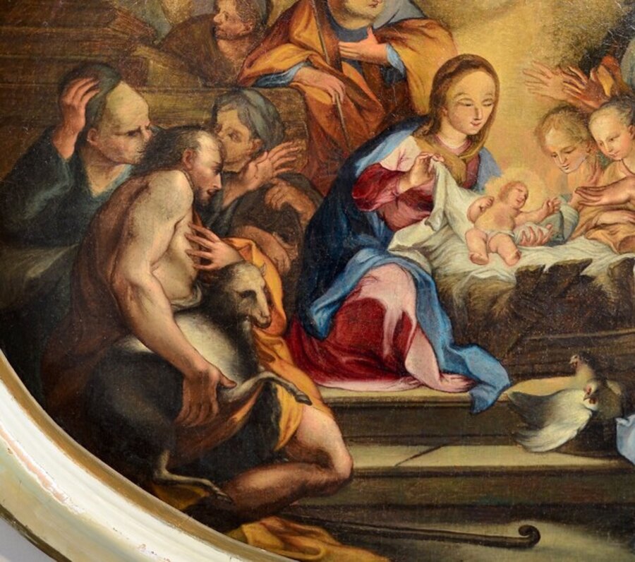 Adoration Shepherds Religious 18th Century Paint Oil on canvas Old master Neapolitan school