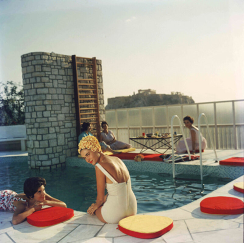Slim Aarons, ‘Penthouse Pool, 1961: Young women by the Canellopoulos penthouse pool, Athens’, 1961, Photography, C-Print, Staley-Wise Gallery