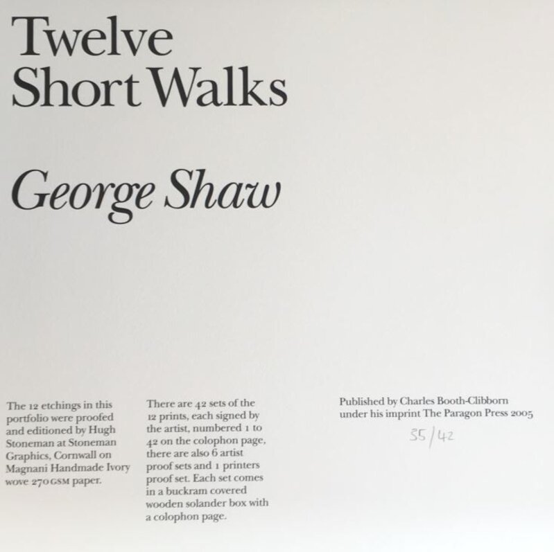 George Shaw (b. 1966), ‘12 Short Walks II’, 2005, Print, Etching, Colley Ison Gallery