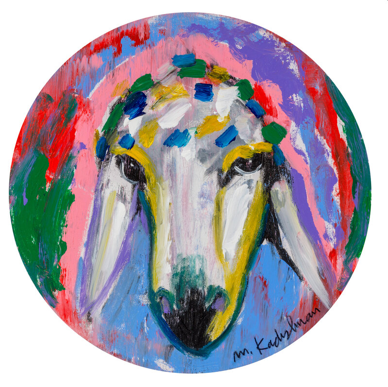 Menashe Kadishman, ‘Menashe Kadishman, Sheep Head, 20’, 1980-1990, Painting, Acrylic on canvas, Expressions Art Gallery 