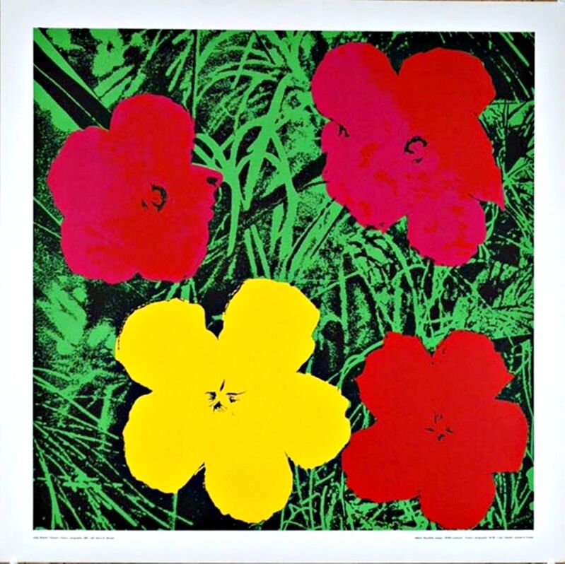 Andy Warhol, ‘Flowers (Red & Yellow)’, 1970, Print, Silkscreen poster on linen canvas backing. unframed., Alpha 137 Gallery Gallery Auction