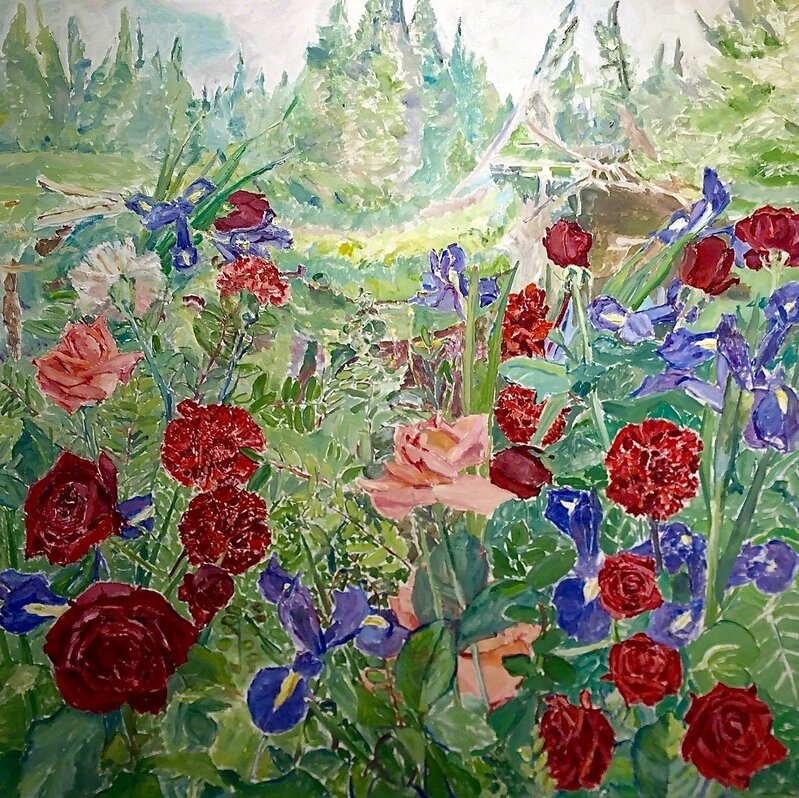 Dorothy Knowles, ‘Blue and Red Flowers’, 1983, Painting, Oil on canvas, Rukaj Gallery