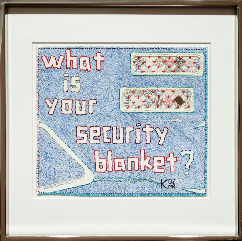 Kelly Kozma, ‘What is Your Security Blanket?’, 2017, Drawing, Collage or other Work on Paper, Hand-stitched embroidery on security envelope & blanket squares, Paradigm Gallery + Studio