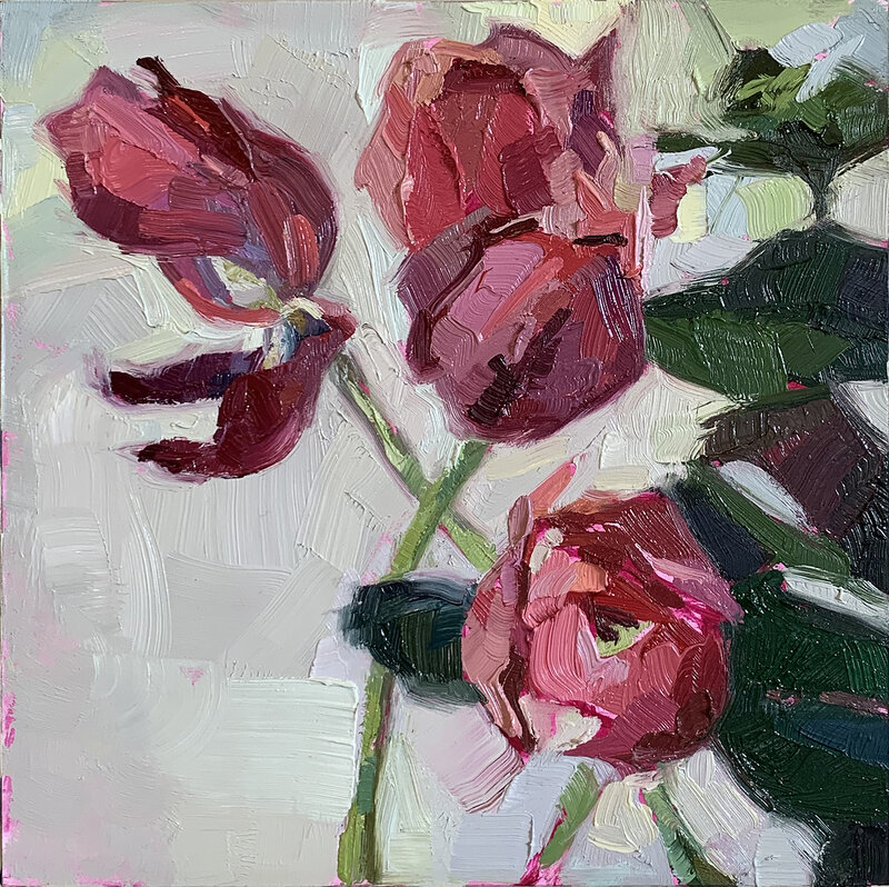 Yana Beylinson, ‘Tulips’, 2019, Painting, Oil on board, Abend Gallery