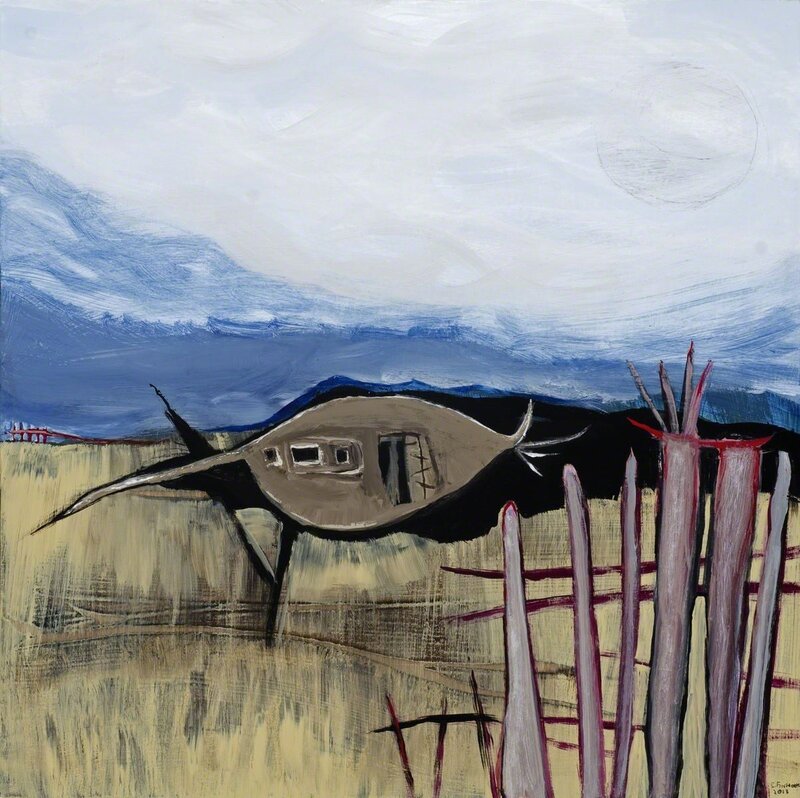 Cheryl Finfrock, ‘Blue Skies Pour like Milk into a Field’, 2013, Painting, Acrylic on Clayboard, Ro2 Art