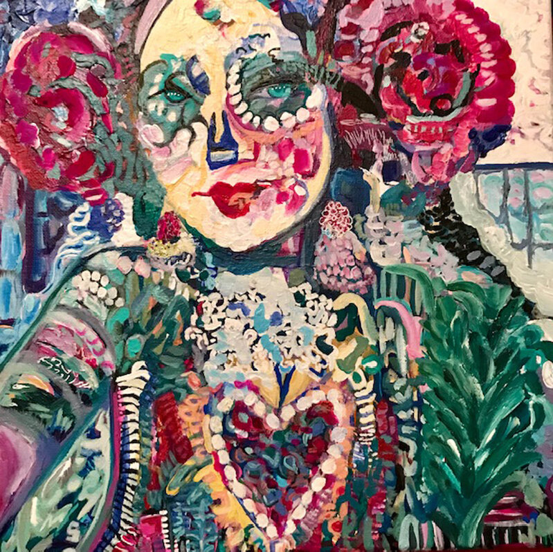 Yvonne Rojas-Cowan, ‘Catrina Selfie’, 2019, Painting, Acrylic on canvas, Emerge Gallery NY