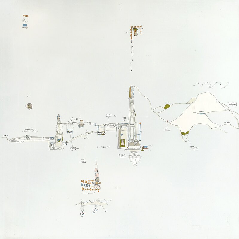 Gianfranco Baruchello, ‘Sostenere l'acrocoro: un hobby relativamente recente’, 1971, Painting, Enamel on aluminum, Il Ponte