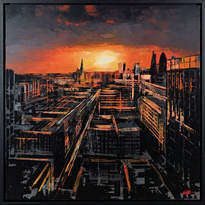 Paul Kenton, ‘City Fire’, 2019, Painting, Oil on metal, Castle Fine Art