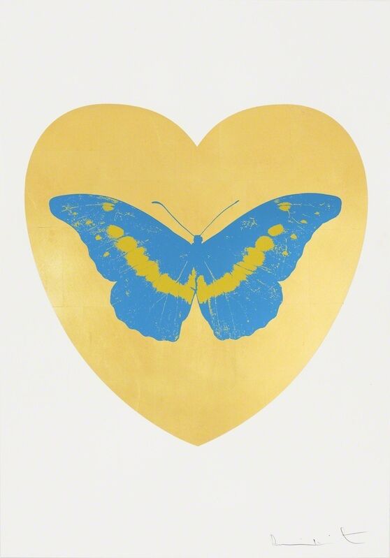 Damien Hirst, ‘I Love You - gold leaf, turquoise, oriental gold ’, 2015, Print, Gold leaf and 2 colour foil block on Somerset Satin 410gsm. Edition of 14. Signed and numbered., Paul Stolper Gallery