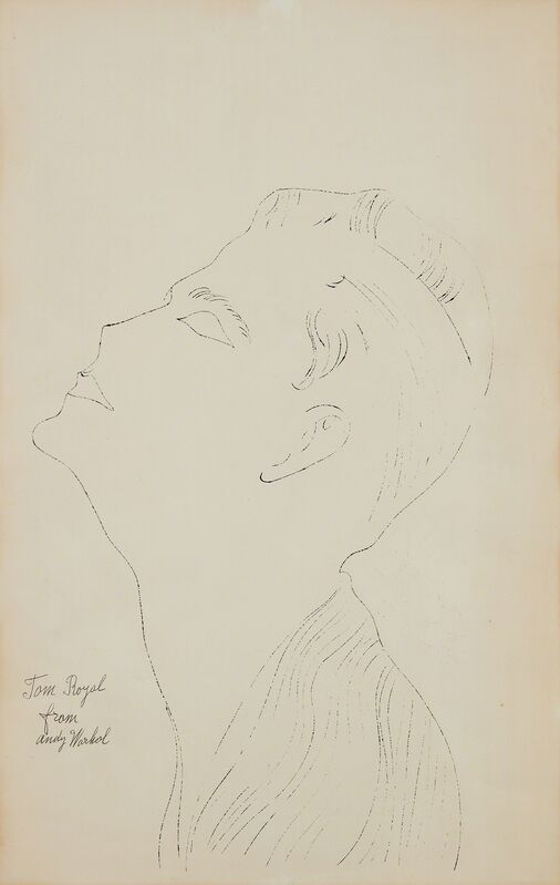 Andy Warhol, ‘Tom Royal’, ca.1952, Drawing, Collage or other Work on Paper, Ink on paper, Phillips