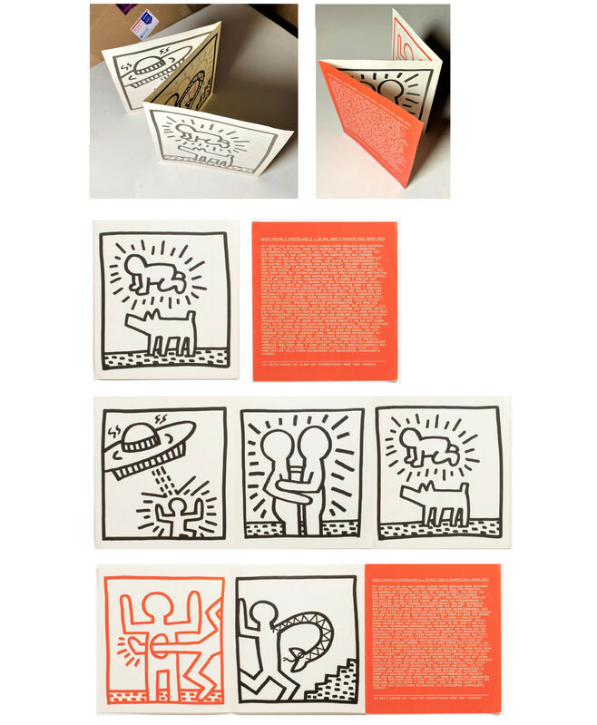 Keith Haring, ‘"Keith Haring, Ausstellung 3", 1984, Galerie Paul Maenz Cologne, Exhibition Booklet, Trifold Lithograph’, 1984, Print, Lithograph on paper, VINCE fine arts/ephemera